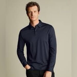 Long Sleeve Smart Jersey Polo - Navy